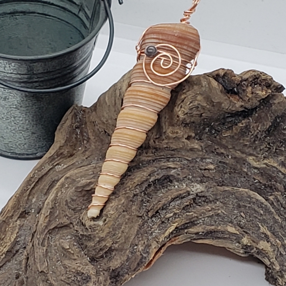 Spiral Sea Shell Pendant w/Swirl- Lg